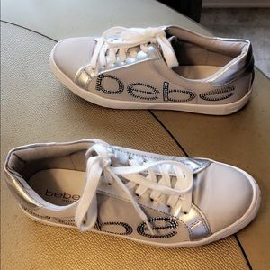 Bebe silver tennis shoes size 8